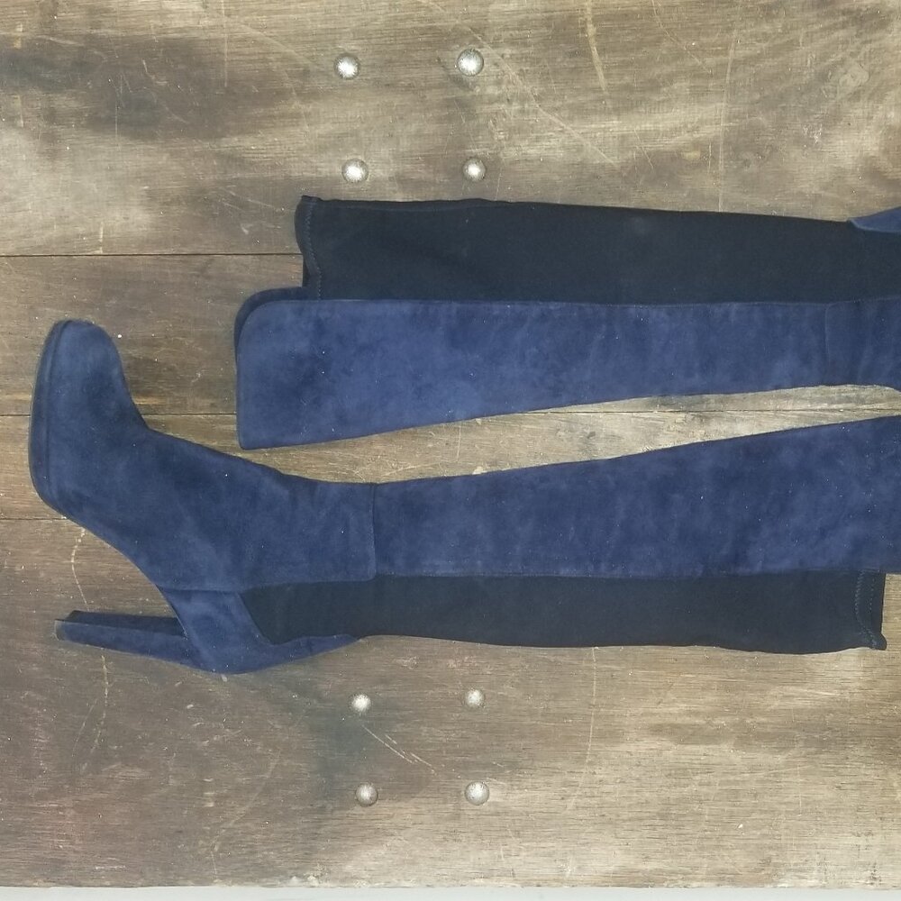 Stuart Weitzman Blue Highland Over the Knee Platform boot, sz 10